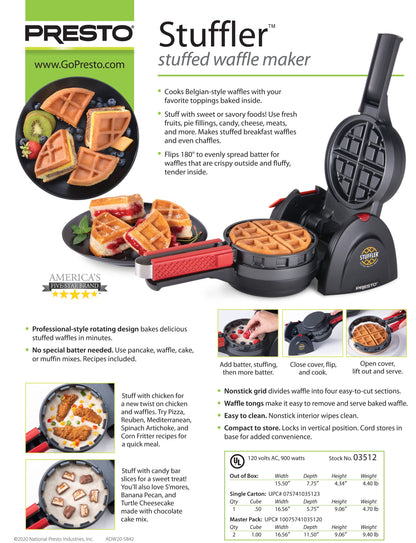 Stuffler Electric Stuffed Waffle Maker, 03512